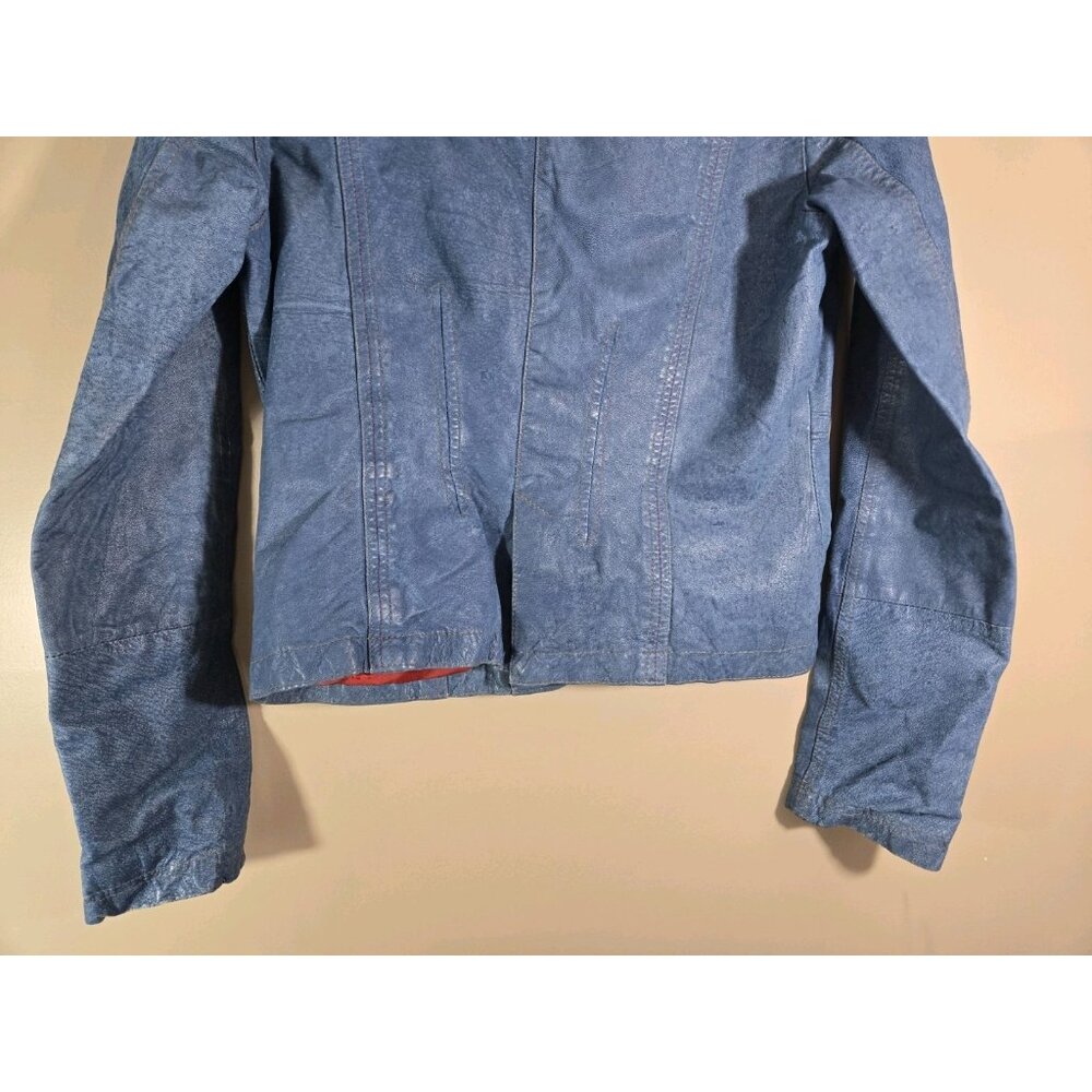 Women's Wilson's Blue Leather Jacket, Size M, RN 69425 - Picture 9 of 12